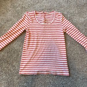 Coral and White 3/4 Length Sleeve J. Crew Tee Size Medium